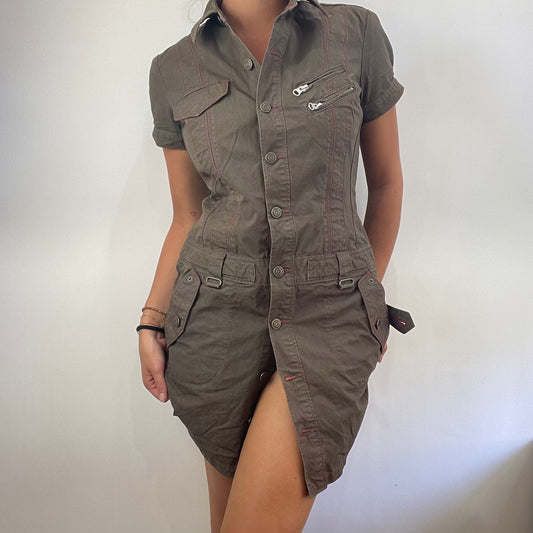 BOHO GIRL DROP | small hugo boss khaki / brown cargo dress