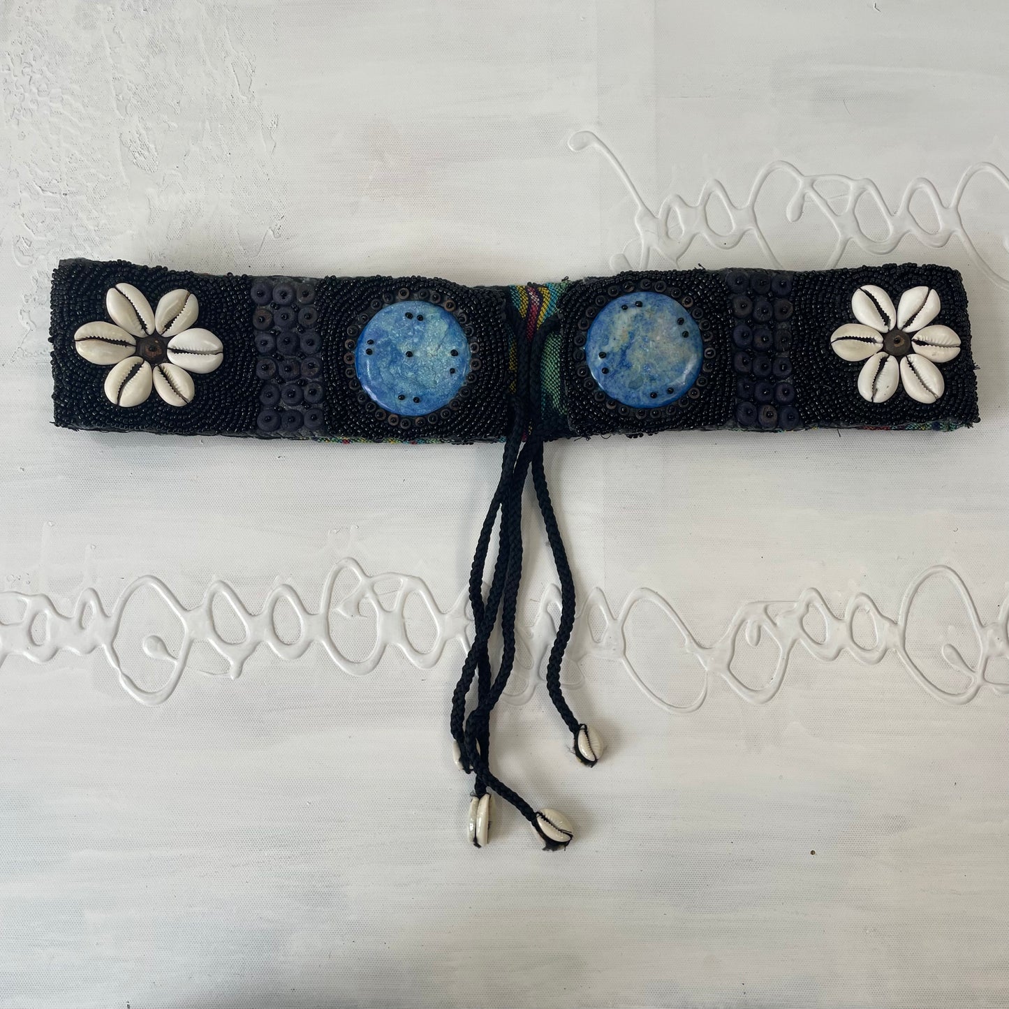 🐚 black, blue and white shell belt