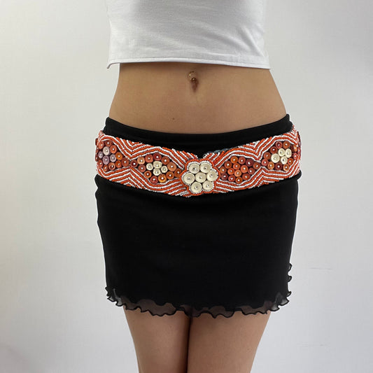 🐚 orange and white beaded belt