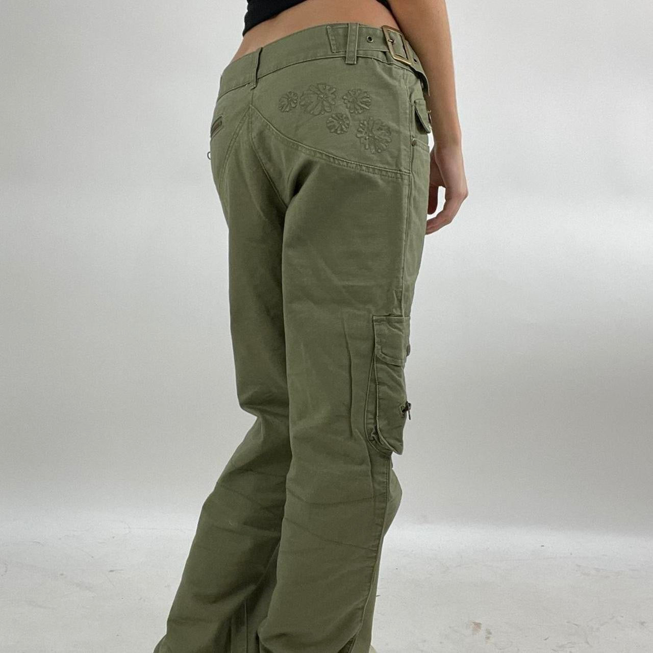 ‼️💻 khaki cargos trousers with buckles