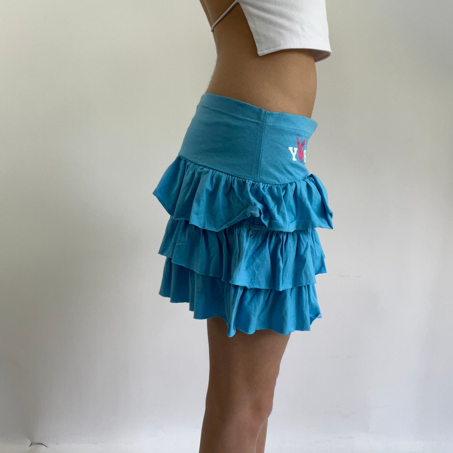 💻 ‼️ small blue playboy ruffle skirt with logo spell out